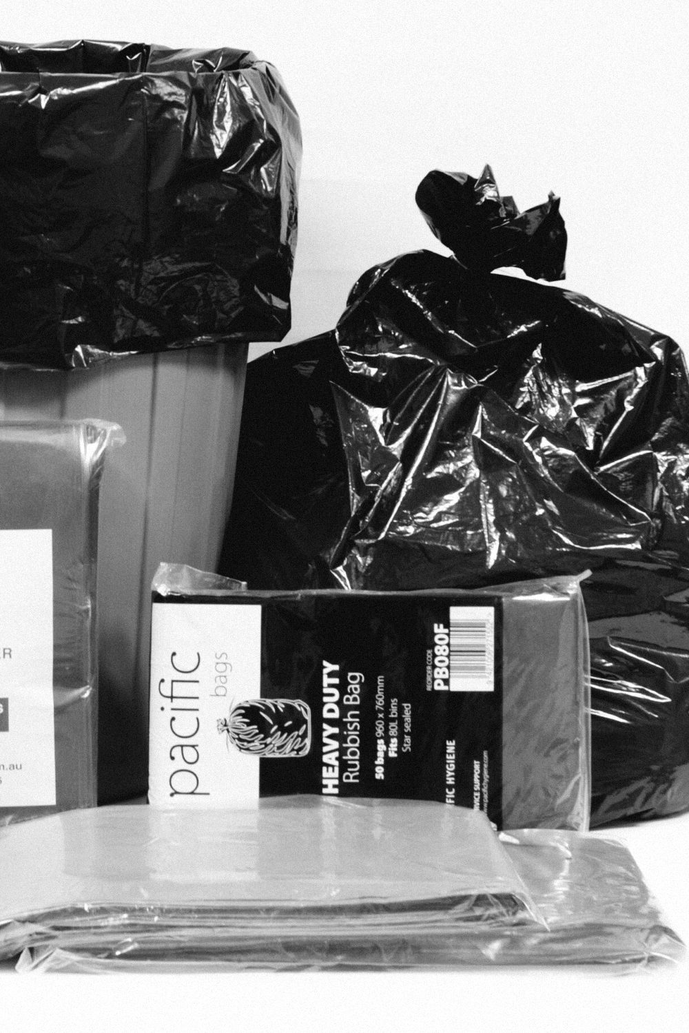 Recycled garbage bags and bin liners